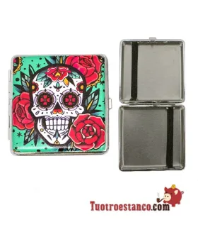 Champ Mex Crâne et Fleurs 20 cigarettes en métal