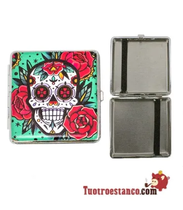 Champ Mex Crâne et Fleurs 20 cigarettes en métal