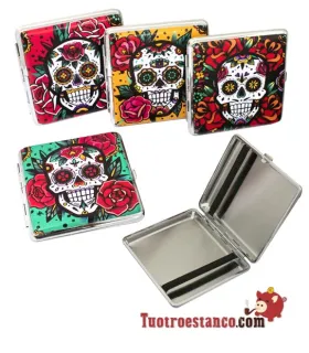 Champ Mex Crâne et Fleurs 20 cigarettes en métal