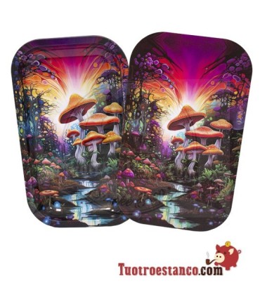 Tabuleiro de metal + tampa de cogumelo 27x16cm