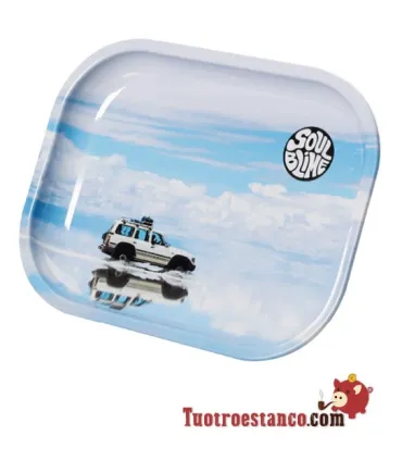 Bandeja metálica Soulblime 4x4 com nuvens de 14x18 cm