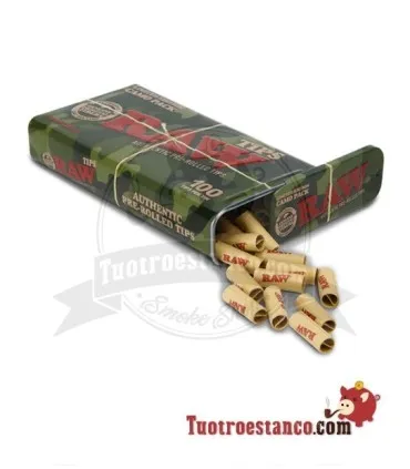 Raw Prerolled Filters 100u + Camouflage Metal Box