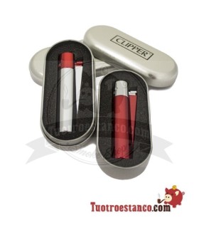 Clipper metálico Silver Devil + estuche metálico