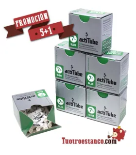 Promotion 5 + 1 Actitube Slim Carbon Filters 300 units 7mm