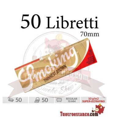 Estuche Smoking Thinnest Brown 70 mm - 50 libritos