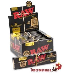 Papier RAW King Size BLACK Connoisseur de 110 mm + Pourboires - 24 unités