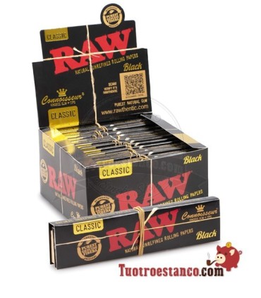 Papel RAW King Size BLACK Connoisseur de 110 mm + Tips - 24 ud