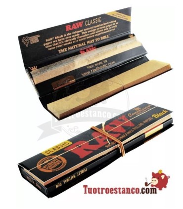 Papel RAW King Size BLACK Connoisseur de 110 mm + Tips - 24 ud