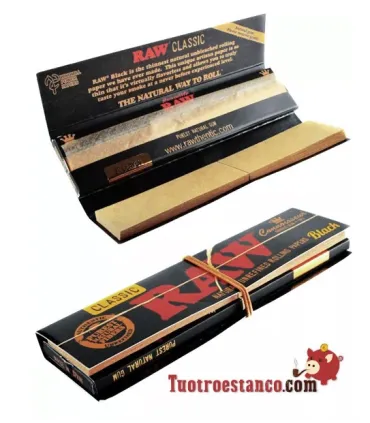 Papier RAW King Size BLACK Connoisseur de 110 mm + Pourboires - 24 unités