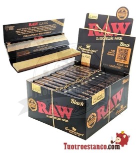 RAW King Size BLACK Connoisseur Paper of 110 mm + Tips - 24 units