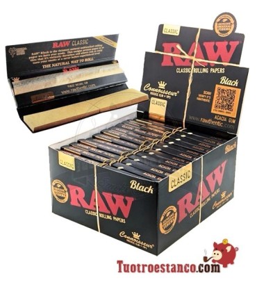 Papel RAW King Size BLACK Connoisseur de 110 mm + Tips - 24 ud
