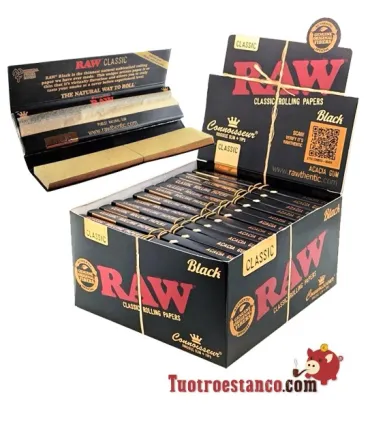 Papier RAW King Size BLACK Connoisseur de 110 mm + Pourboires - 24 unités