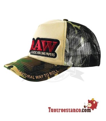 Gorra rejilla Trucker camuflaje Beige + poker Raw