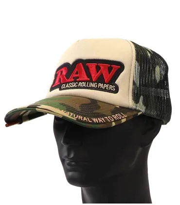 Gorra rejilla Trucker camuflaje Beige + poker Raw