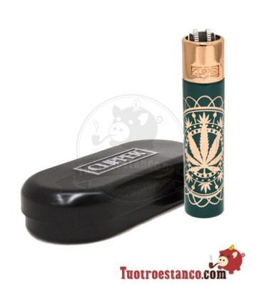Clipper Metálico Ganjala Verde + estuche metálico