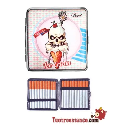 Étui à cigarettes crème de crâne de zombie 20 cigarettes