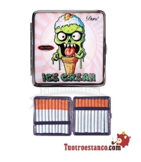 Étui à cigarettes crème de crâne de zombie 20 cigarettes