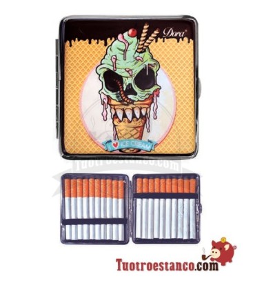 Étui à cigarettes crème de crâne de zombie 20 cigarettes