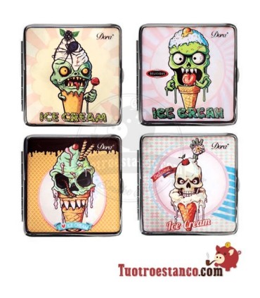 Zombie Skull Cream Cigarette Case 20 cig