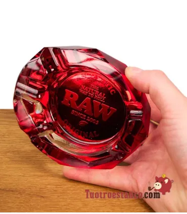 Raw Ruby Red Glass Ashtray