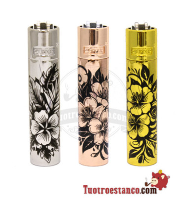 Clipper Metálico Floral + estuche metálico