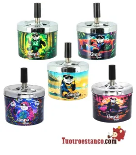 Gangsta Panda Push Asbak – Metaal, 9 cm Ø, 12 cm