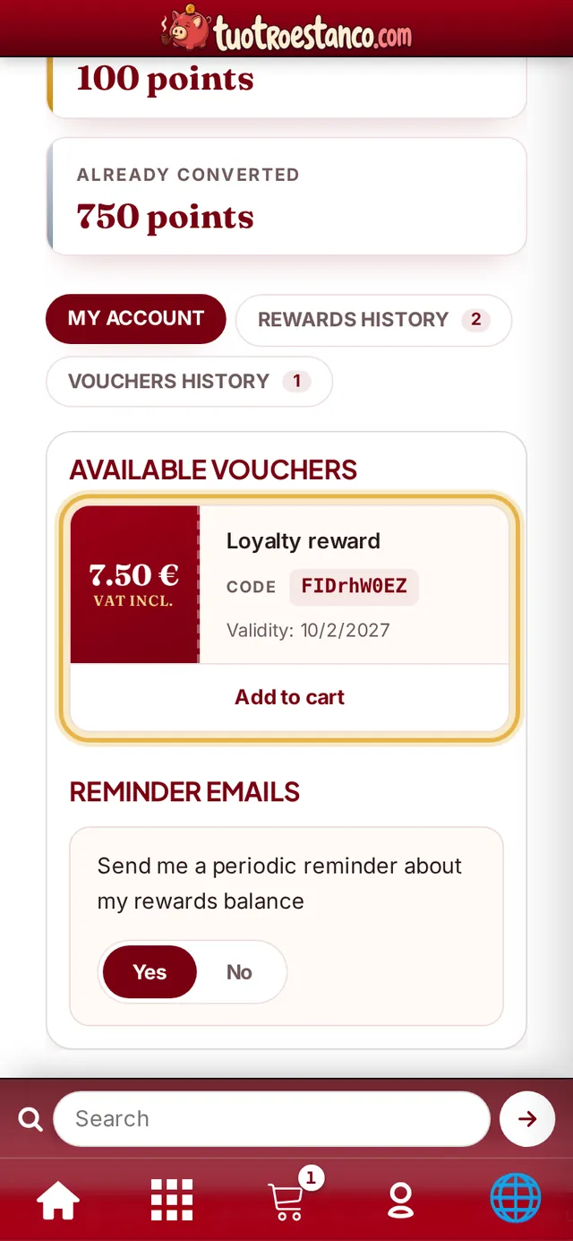 Discount voucher with the “Add to cart” button