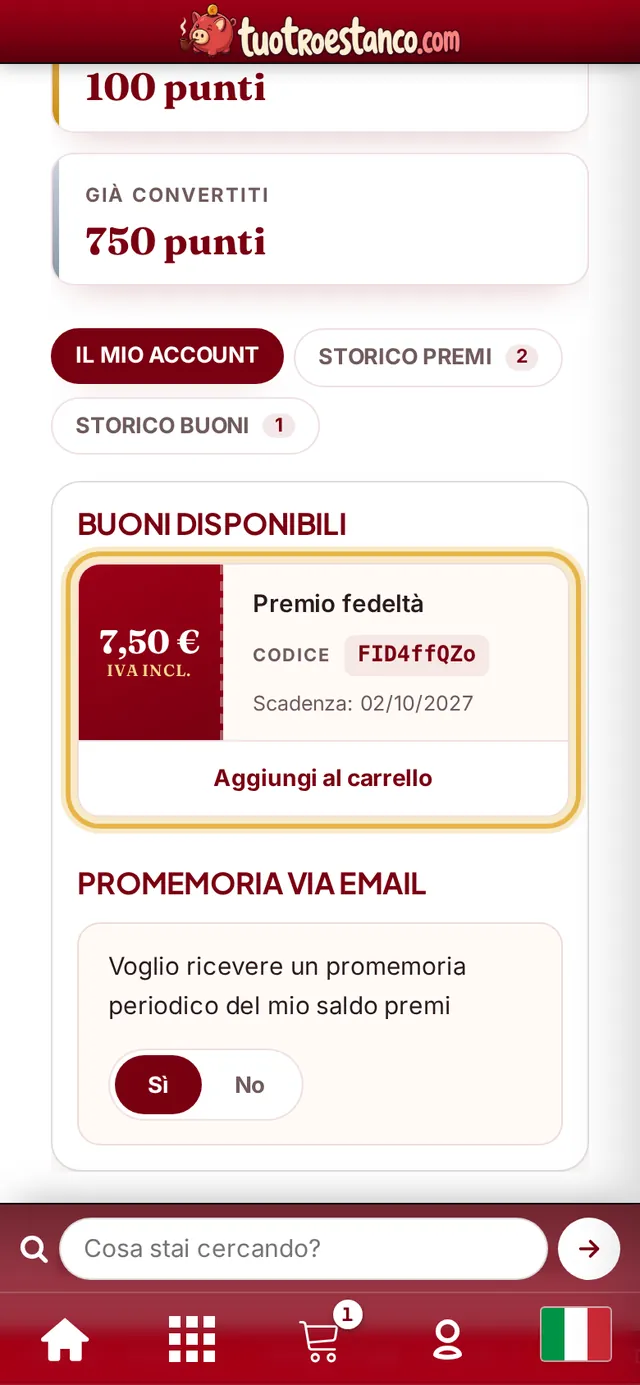 Buono sconto con il pulsante «Aggiungi al carrello»